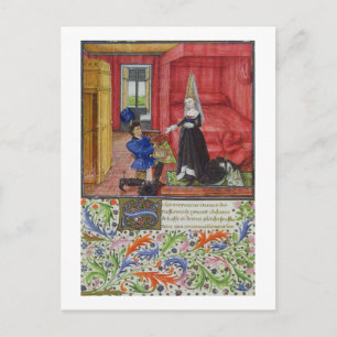 Frau 2617 Der Schreiber widmet La Teseida einem Ko Postkarte