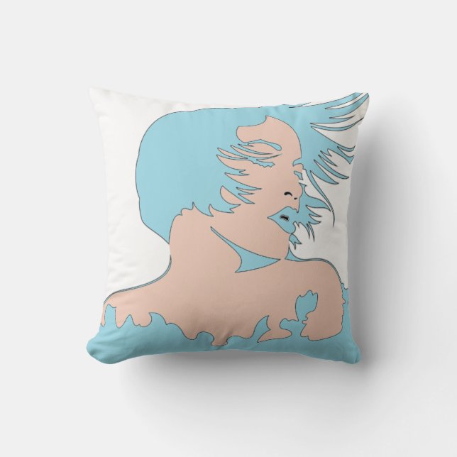 Frau 2-seitig hellblau / Acqua Pillow Kissen (Vorderseite)