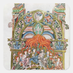Frau 369 f.29v Pentecost Quadratischer Aufkleber
