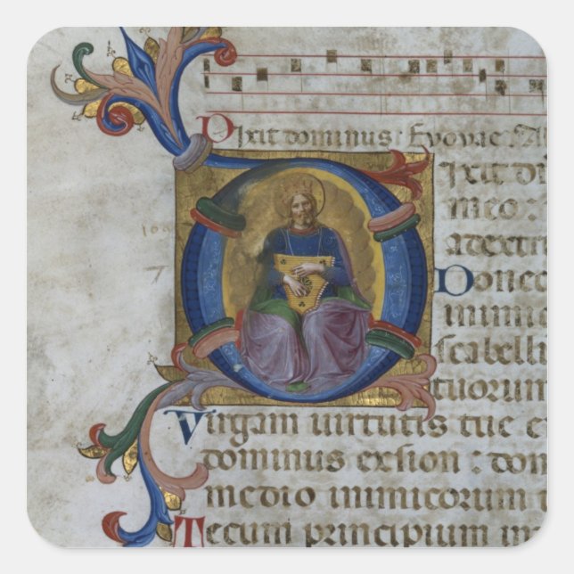 Frau 531 f.169v Historisierte erste 'D' mit Ki Quadratischer Aufkleber (Vorderseite)