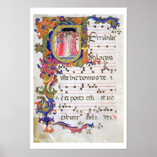 Frau 557 f.61v Page mit einer Historisierung der e Poster