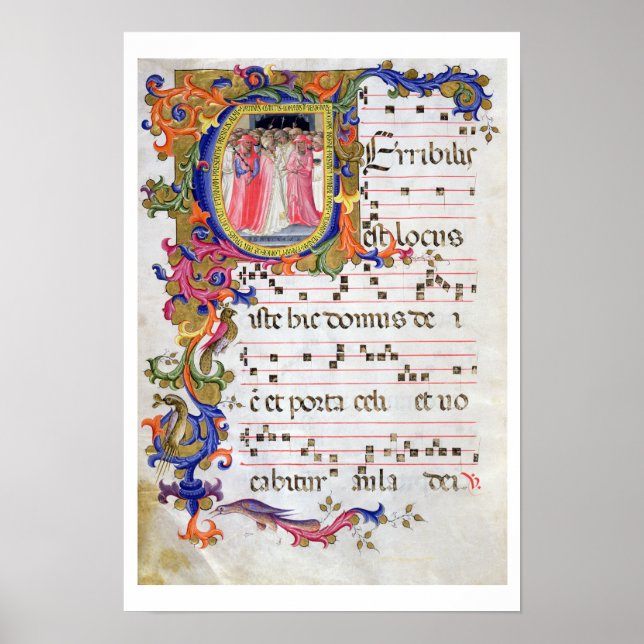 Frau 557 f.61v Page mit einer Historisierung der e Poster (Vorne)
