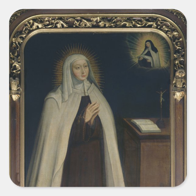 Frau Acarie, bekannt als Marie de l'Incarnation Quadratischer Aufkleber (Vorderseite)