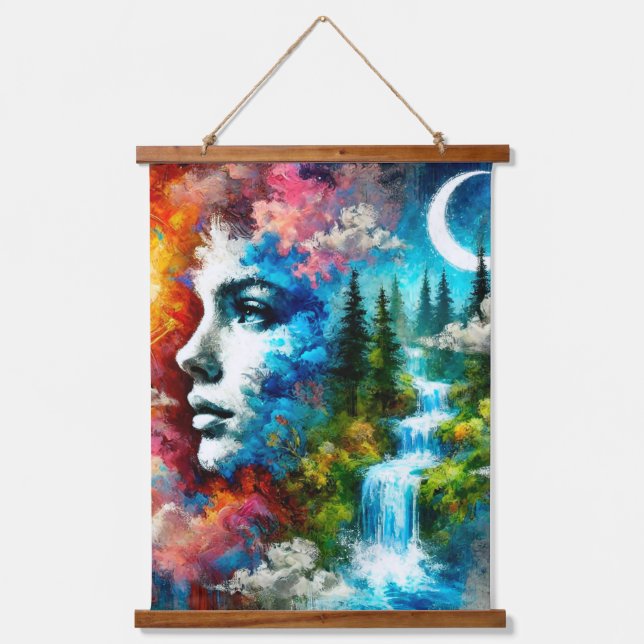 Frau als Erde: Das Embodiment von Natur und Leben Wandteppich Mit Holzrahmen (Vorderseite)