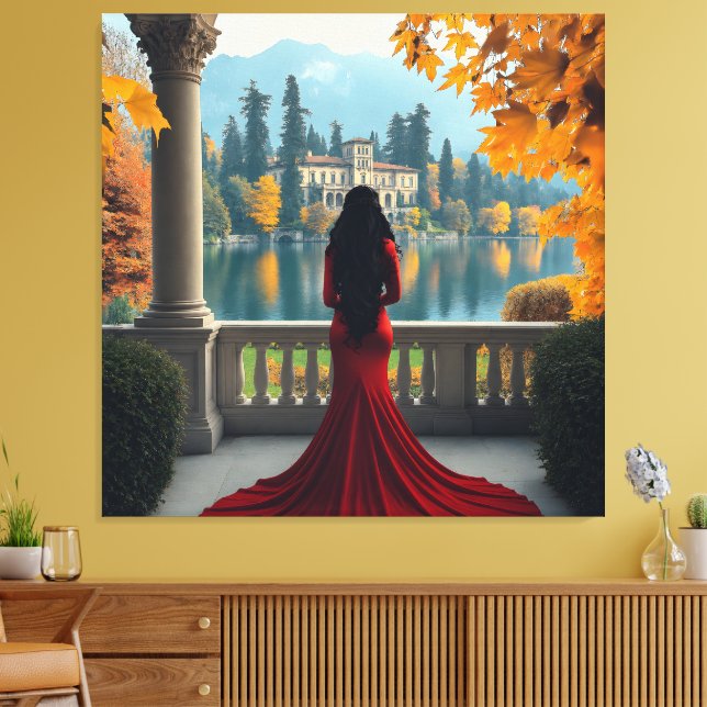 Frau am Comer See Blick Italien Leinwand Kunst (Insitu (Wohnzimmer))