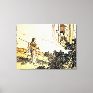Frau am Fenster in Kimono Leinwanddruck