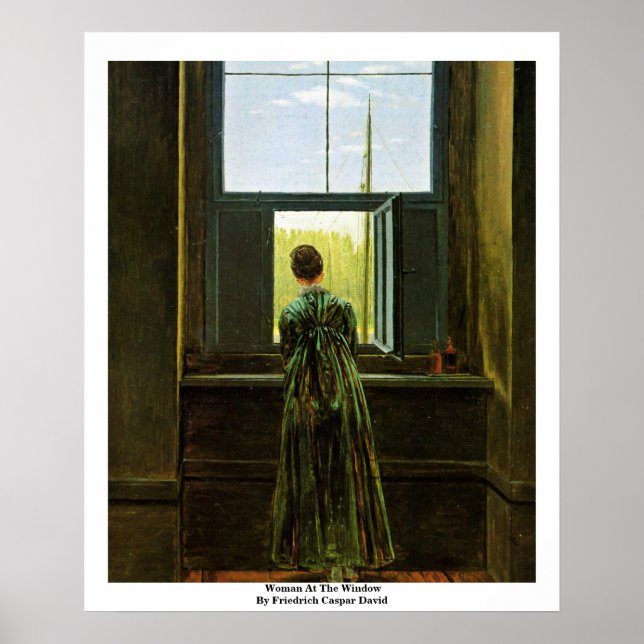 Frau am Fenster von Friedrich Caspar David Poster (Vorne)