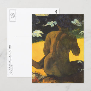 Frau am Meer von Paul Gauguin Postkarte