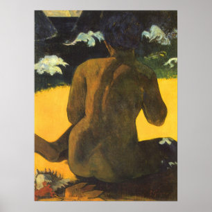 Frau am Meer von Paul Gauguin, Vintage Fine Art Poster