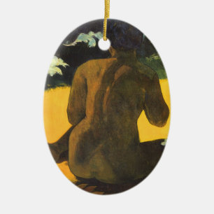 Frau am Meer von Paul Gauguin, Vintage Kunst Keramik Ornament