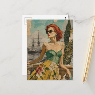 Frau am Ozean Postkarte