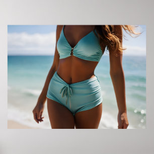 Frau am Strand Poster