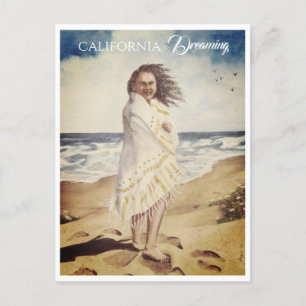 Frau am Strand Postkarte