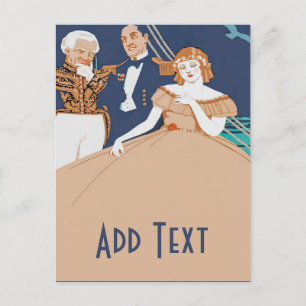FRAU AN BORD POSTKARTE