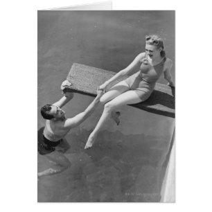 Frau an der Tauchschule