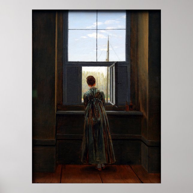 Frau an einem Fenster Poster (Vorne)