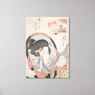 Frau an ihrem Spiegel, erschienenes c.1830 Leinwanddruck