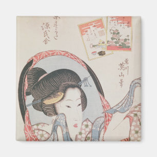 Frau an ihrem Spiegel, erschienenes c.1830 Magnet