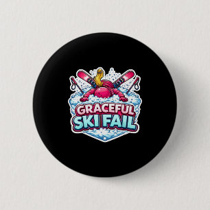 Frau anmutiger Ski-Misserfolg lustiger Anfänger-Sk Button