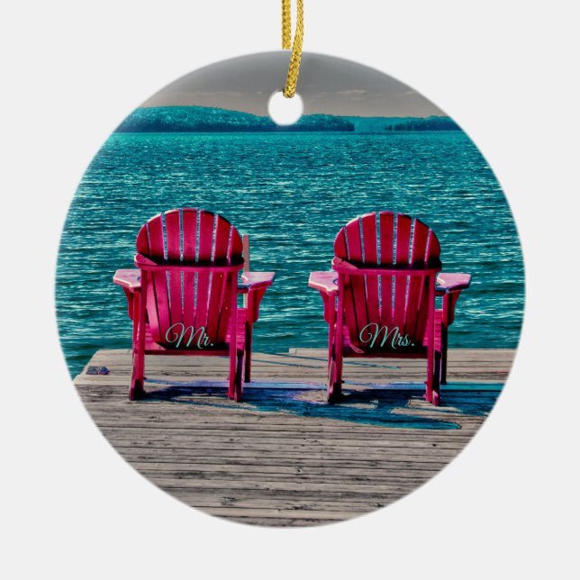 Frau Aquamarin Beach Adirondack leitet Rustikale H Keramik Ornament (Vorne)