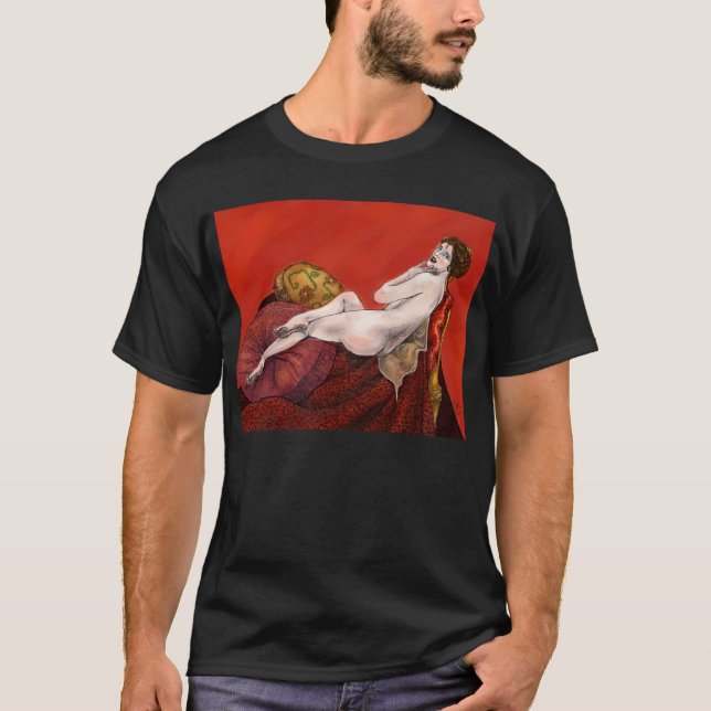 Frau auf dem Roten Sofa T-Shirt (Vorderseite)