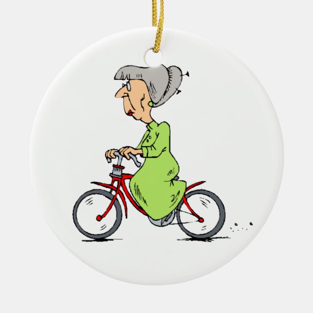 FRAU AUF DER FAHRRADVERANSTALTUNG KERAMIK ORNAMENT (Vorne)
