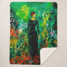 Frau auf der schönen grünen Wiese