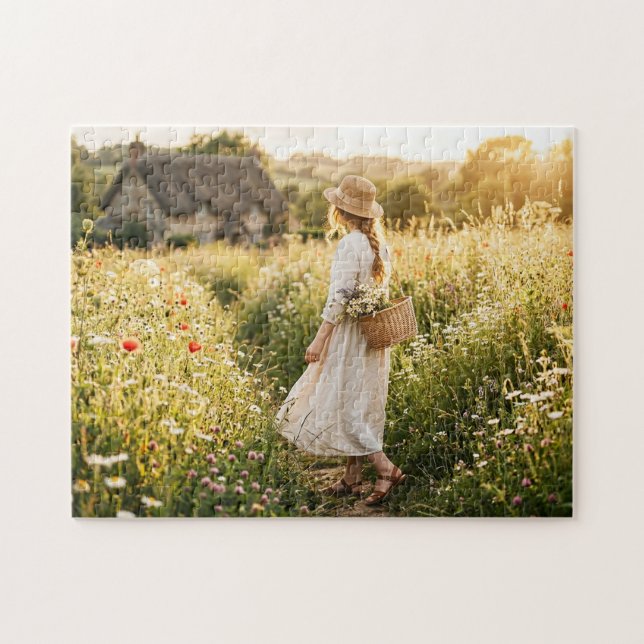 Frau auf einem Weizenfeld Puzzle (Horizontal)