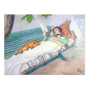 Frau auf einer Bank von Carl Larsson Fotodruck