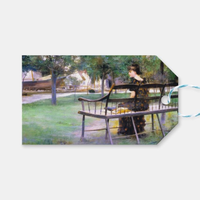 Frau auf einer Bank (von Edwin Austin Abbey) Geschenkanhänger (Vorderseite (Horizontal))