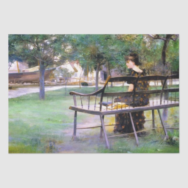 Frau auf einer Bank (von Edwin Austin Abbey) Seidenpapier (Vorderseite)