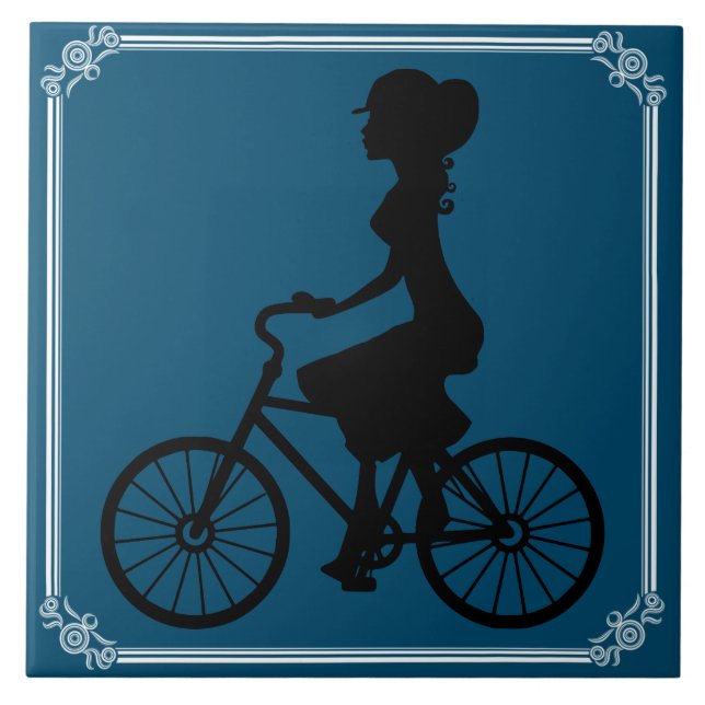 FRAU AUF FAHRRAD FLIESE (Vorderseite)