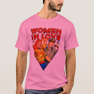 Frau auf Liebe-Vintage Comic-Mode T-Shirt