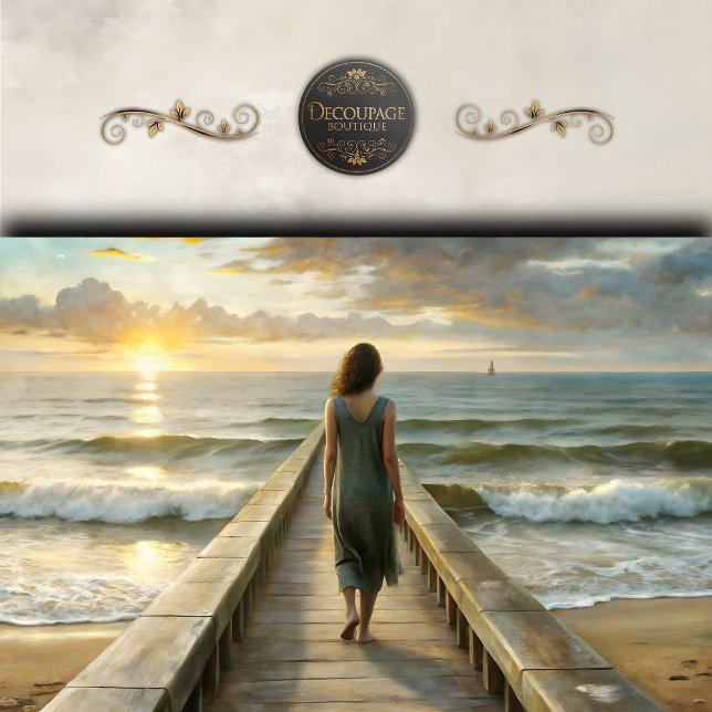 Frau auf Pier bei Sunset Decoupage Seidenpapier (Woman on Pier at Sunset Decoupage Tissue Paper)