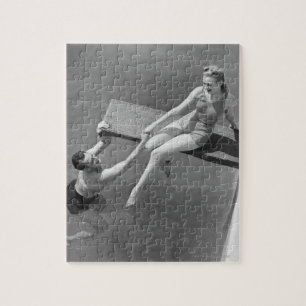 Frau auf Sprungbrett Puzzle