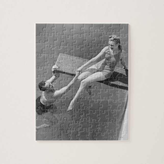 Frau auf Sprungbrett Puzzle (Vertikal)
