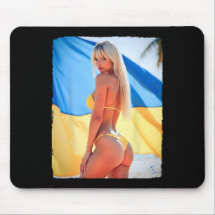 Frau auf T-Shirt - Blondes Bikini und Ukraine Mousepad