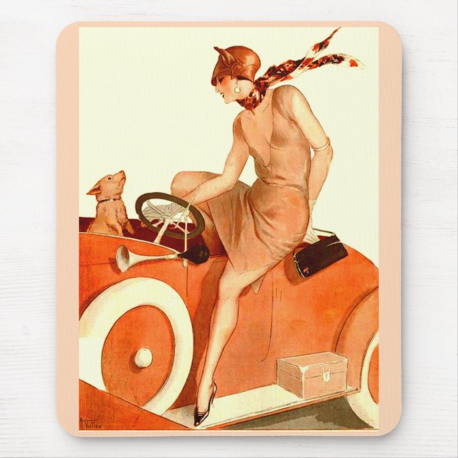 Frau, Auto und Hund der 20er Jahre Mousepad (Vorne)