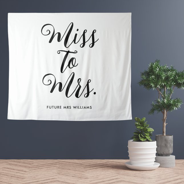 Frau Banner Modern Boho Bachelorette Wandteppich (Miss to Mrs bachelorette party banner in a modern minimalist and simple script )