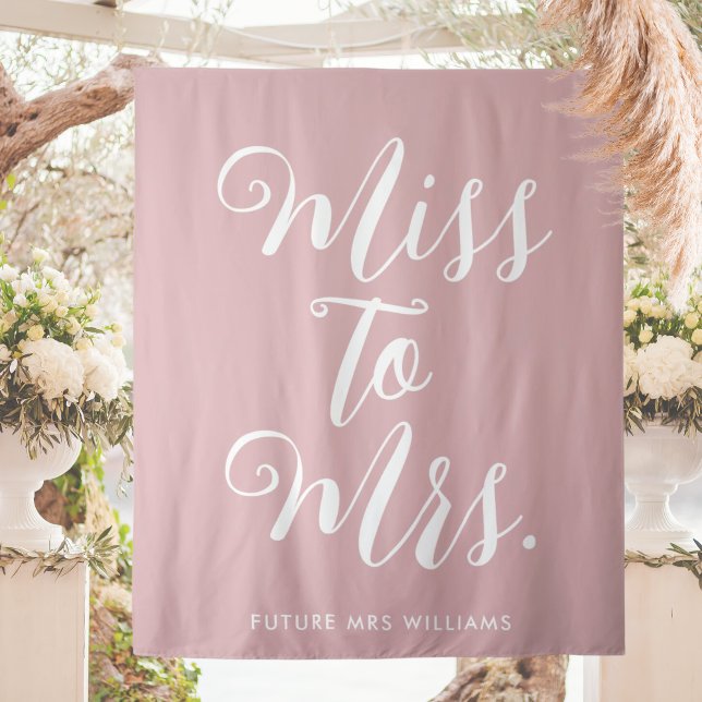 Frau Banner Modernes Brautparty Pink Wandteppich (Modern miss to mrs bridal shower backdrop is the perfect personalised bridal shower banner. )