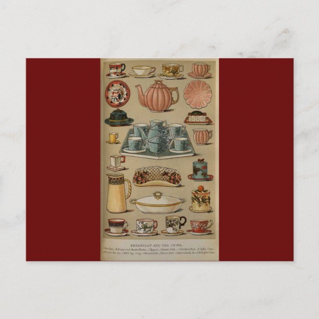 Frau Beeton Breakfast Tea China Geschirr Postkarte (Vorderseite)