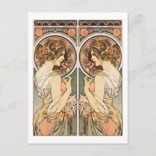 Frau bei Mirror Postkarte (Vorderseite)
