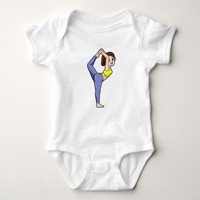 Frau bei Yoga Stretching Übungen Legs Baby Strampler (Vorderseite)