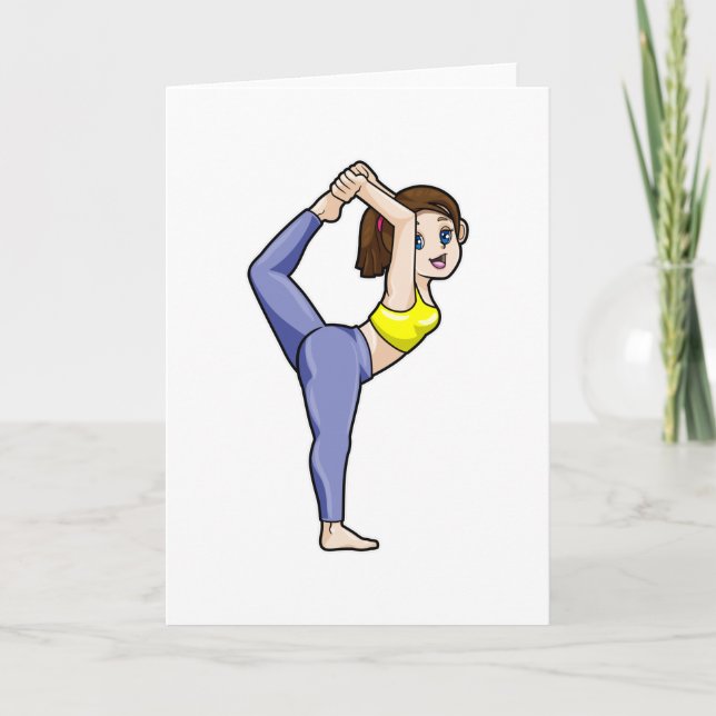Frau bei Yoga Stretching Übungen Legs Karte (Vorderseite)