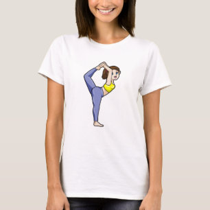 Frau bei Yoga Stretching Übungen Legs T-Shirt
