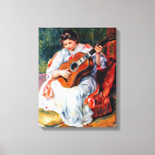 Frau beim Gitarrespielen von Pierre Renoir Leinwanddruck