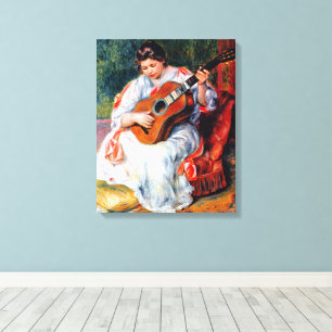 Frau beim Gitarrespielen von Pierre Renoir Leinwanddruck