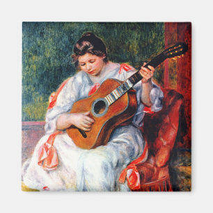 Frau beim Gitarrespielen von Pierre Renoir Magnet