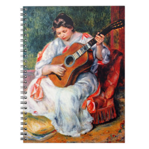 Frau beim Gitarrespielen von Pierre Renoir Notizblock