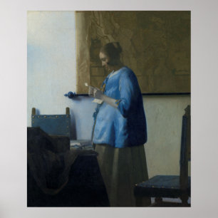 Frau beim Lesen eines Buchstaben — Vermeer Poster